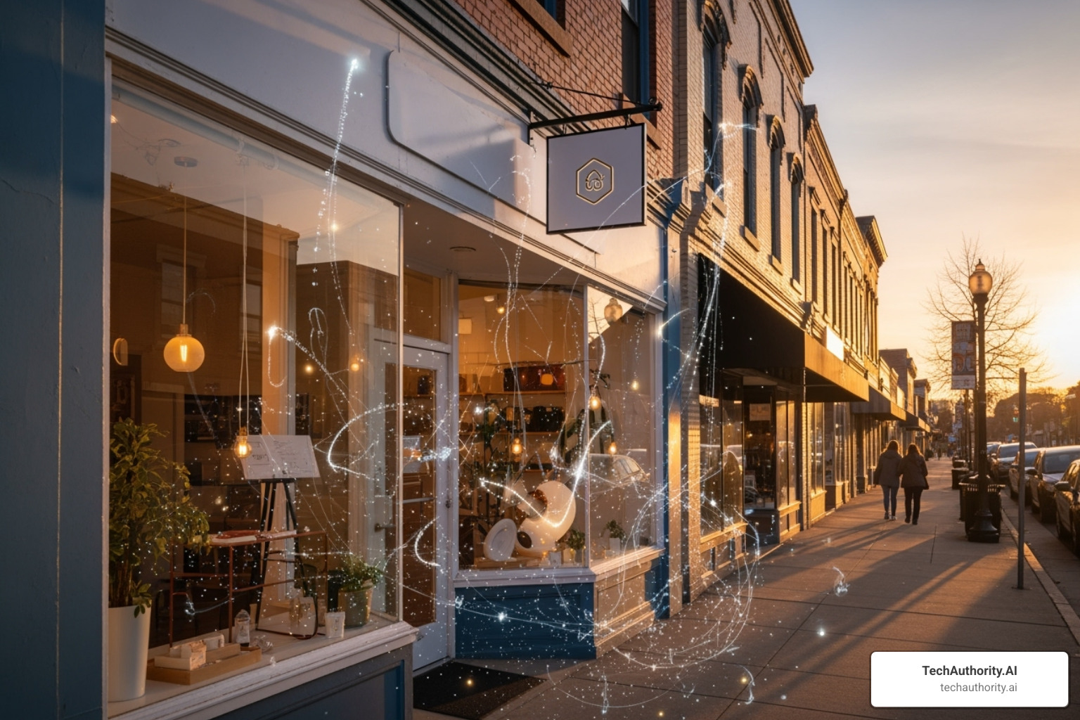Thriving small business storefront with digital elements, symbolizing growth - affiliate marketing for small business
