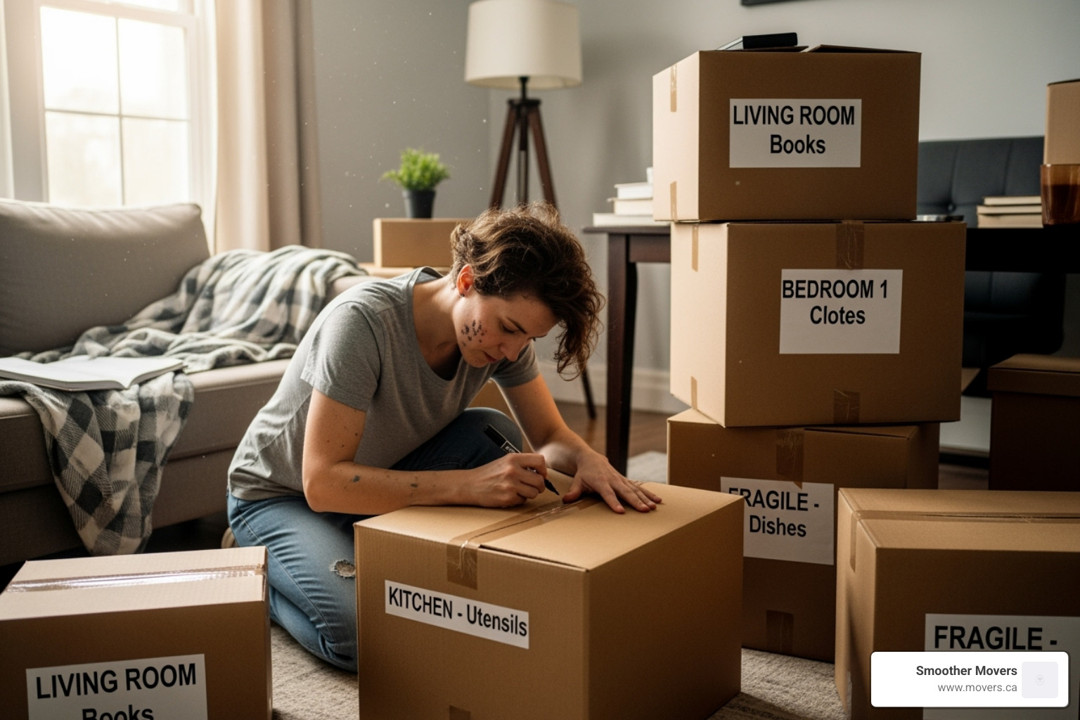 person organizing moving boxes with labels - moving companies that move across states person organizing moving boxes with labels - moving companies that move across states