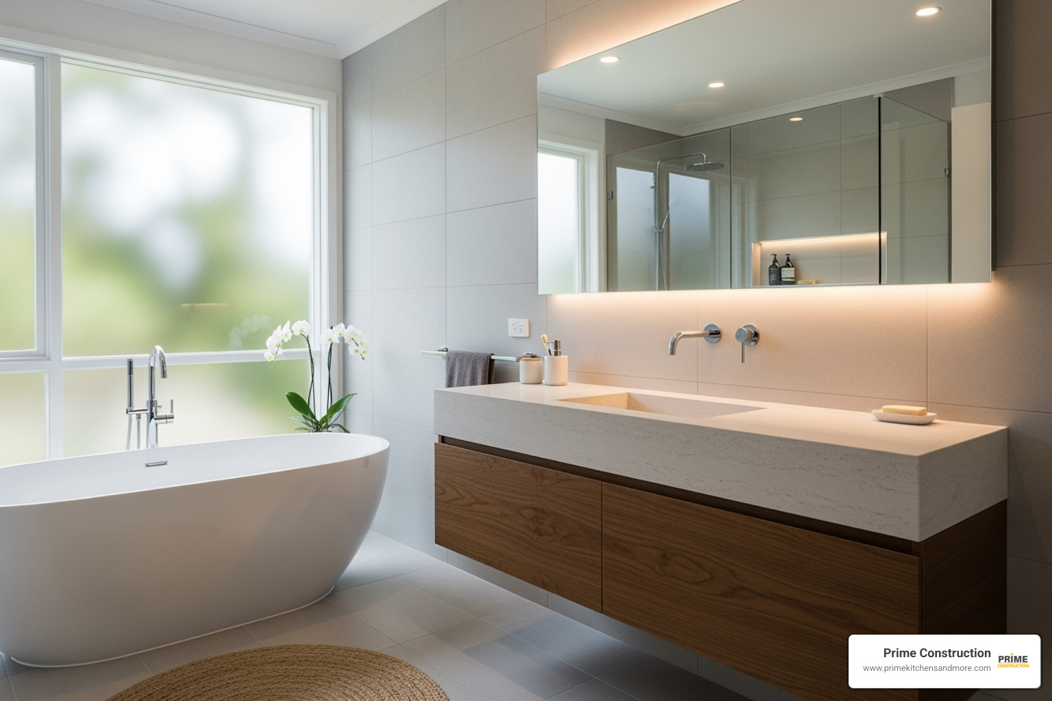A finished, clean, and modern bathroom remodel, showcasing attention to detail - home remodeling orlando fl