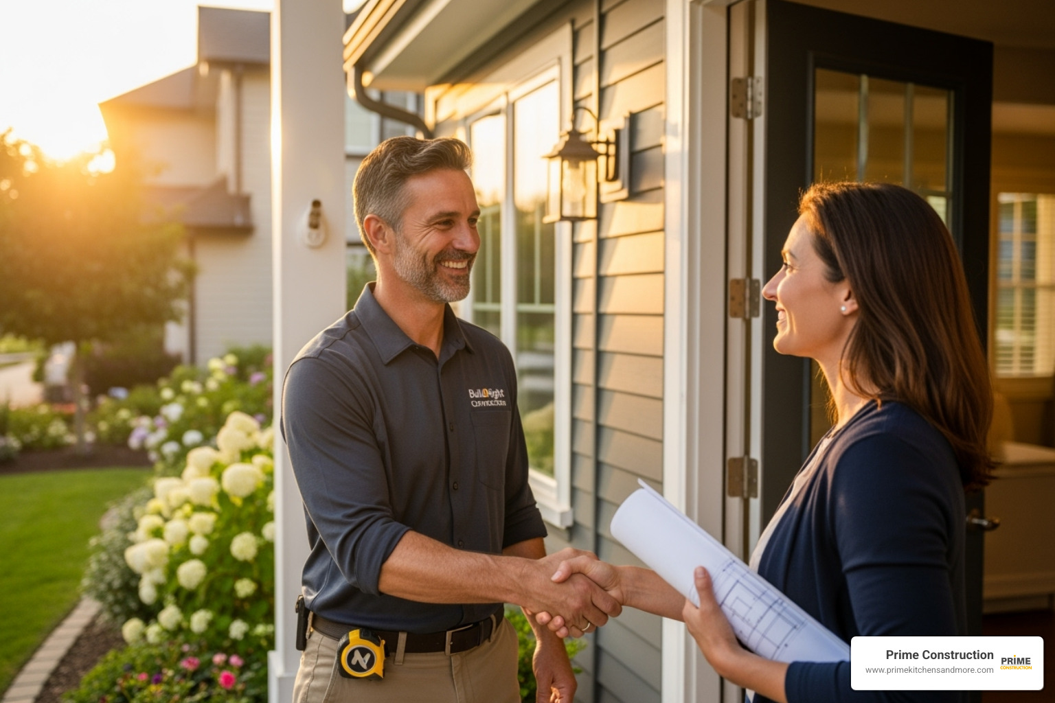 A friendly contractor shaking a client's hand, signifying trust and partnership - home remodeling orlando fl