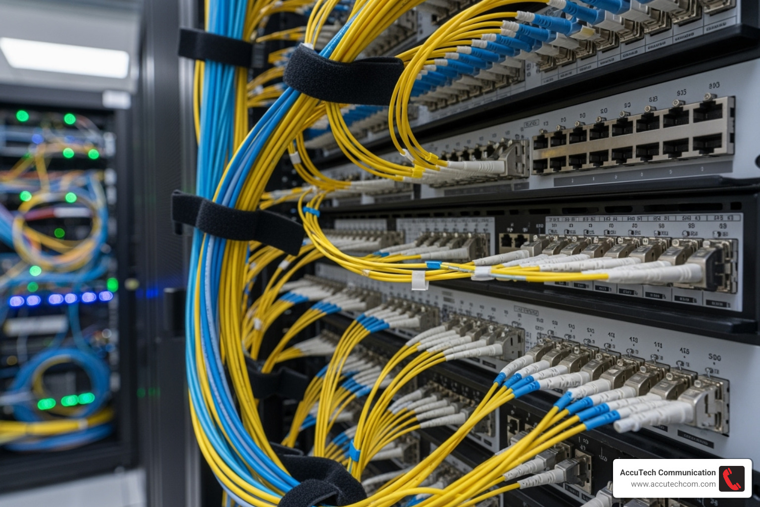 Organized fiber optic patch panel - Fiber optic cable installation