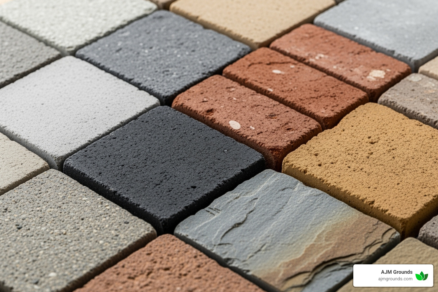 Different paver material swatches (concrete, brick, flagstone) - Paver Patio Installer Different paver material swatches (concrete, brick, flagstone) - Paver Patio Installer