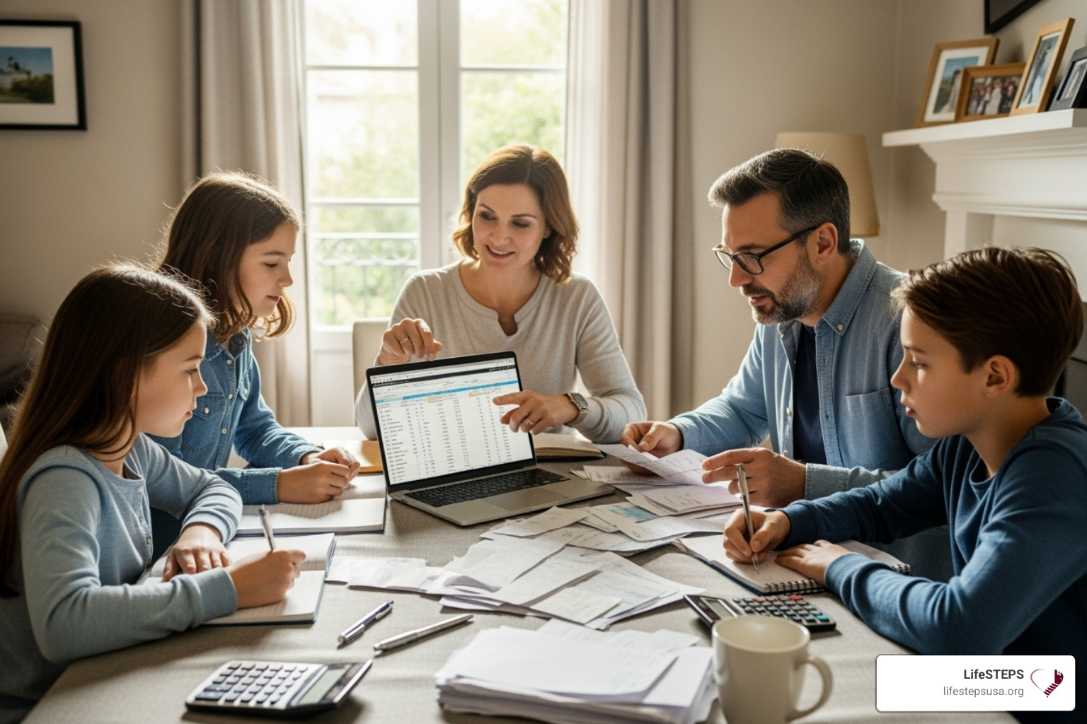 a family planning their budget together - financial literacy courses