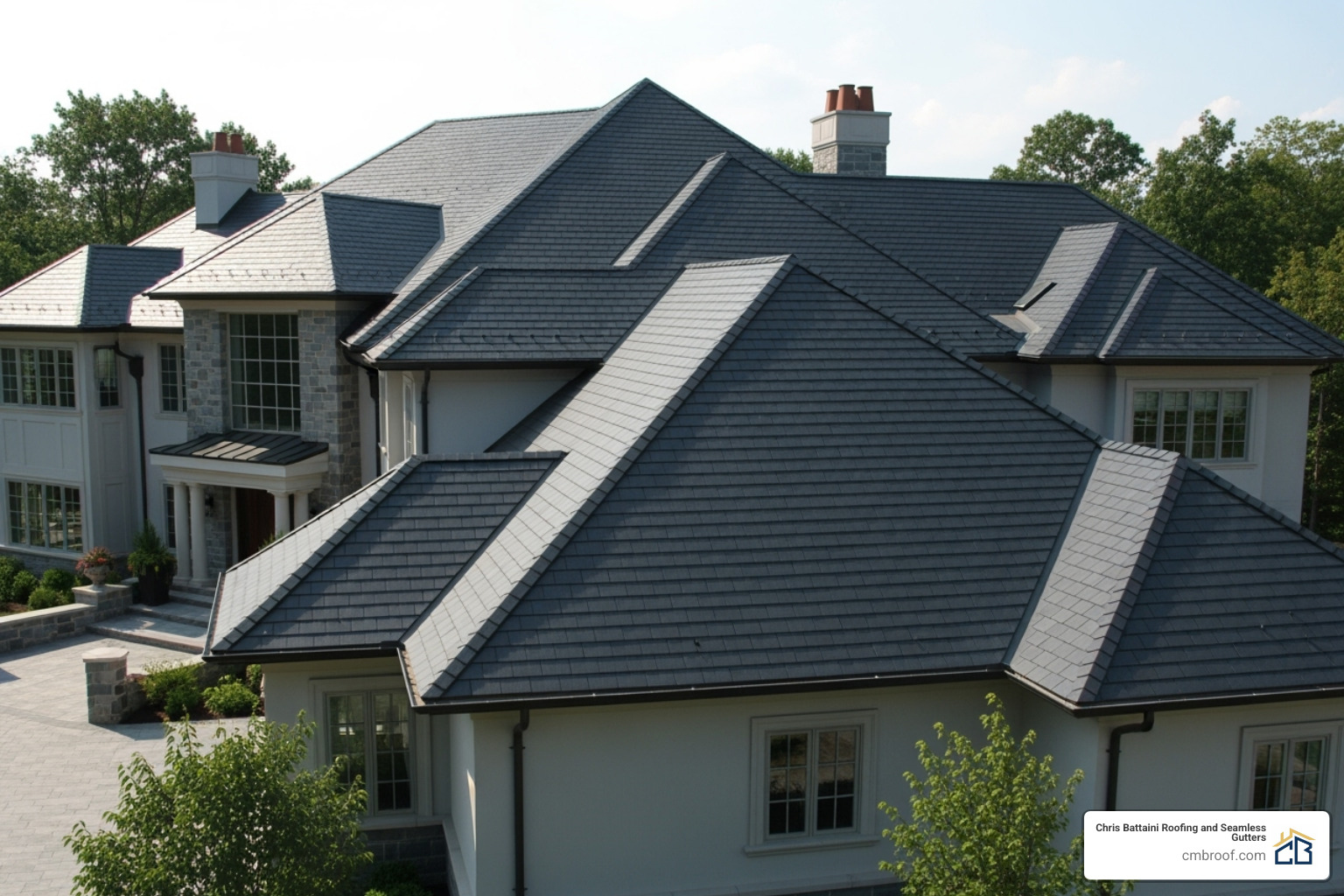 A luxury home with Berkshire slate-look shingles - owens corning best roofing shingles