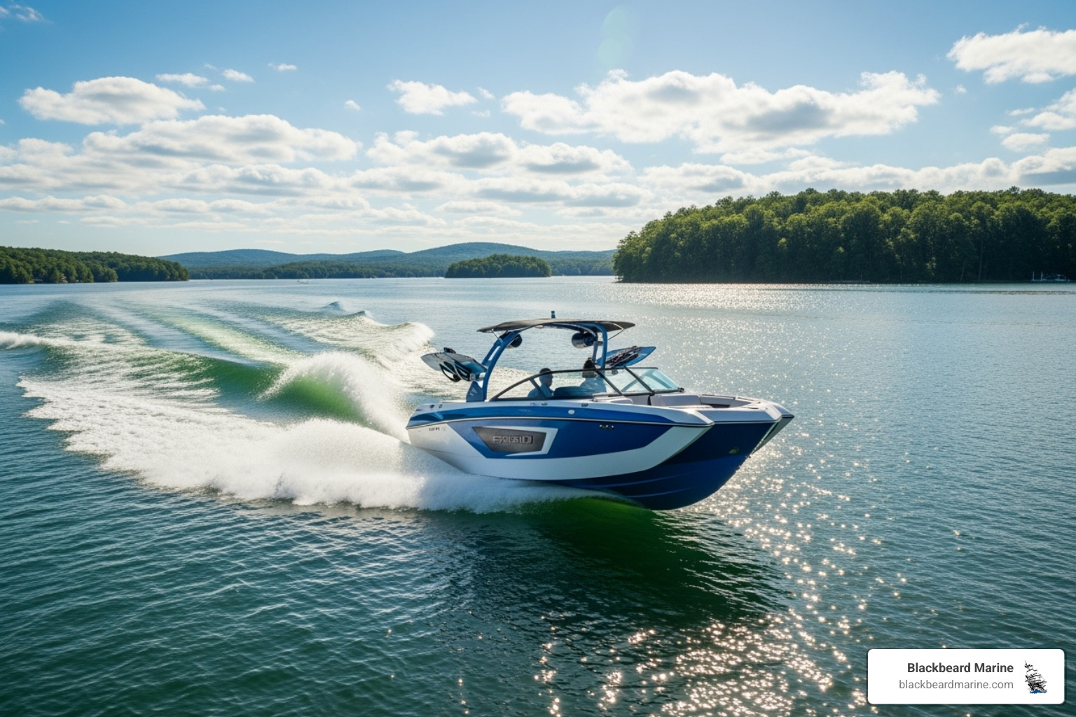 Wake boat creating a large, clean wake - Boats for sale Texas