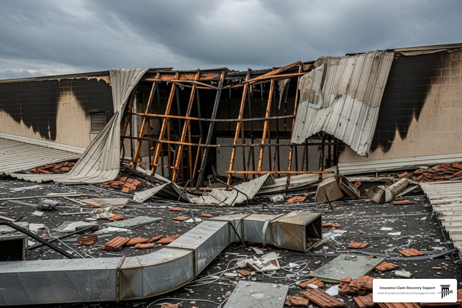 damaged commercial roof from a hurricane or fire - help with denied claim