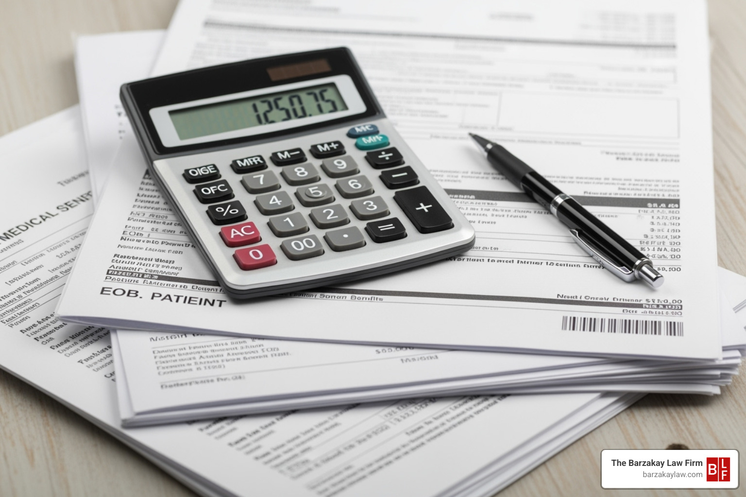 calculator and medical documents - average pain and suffering settlement