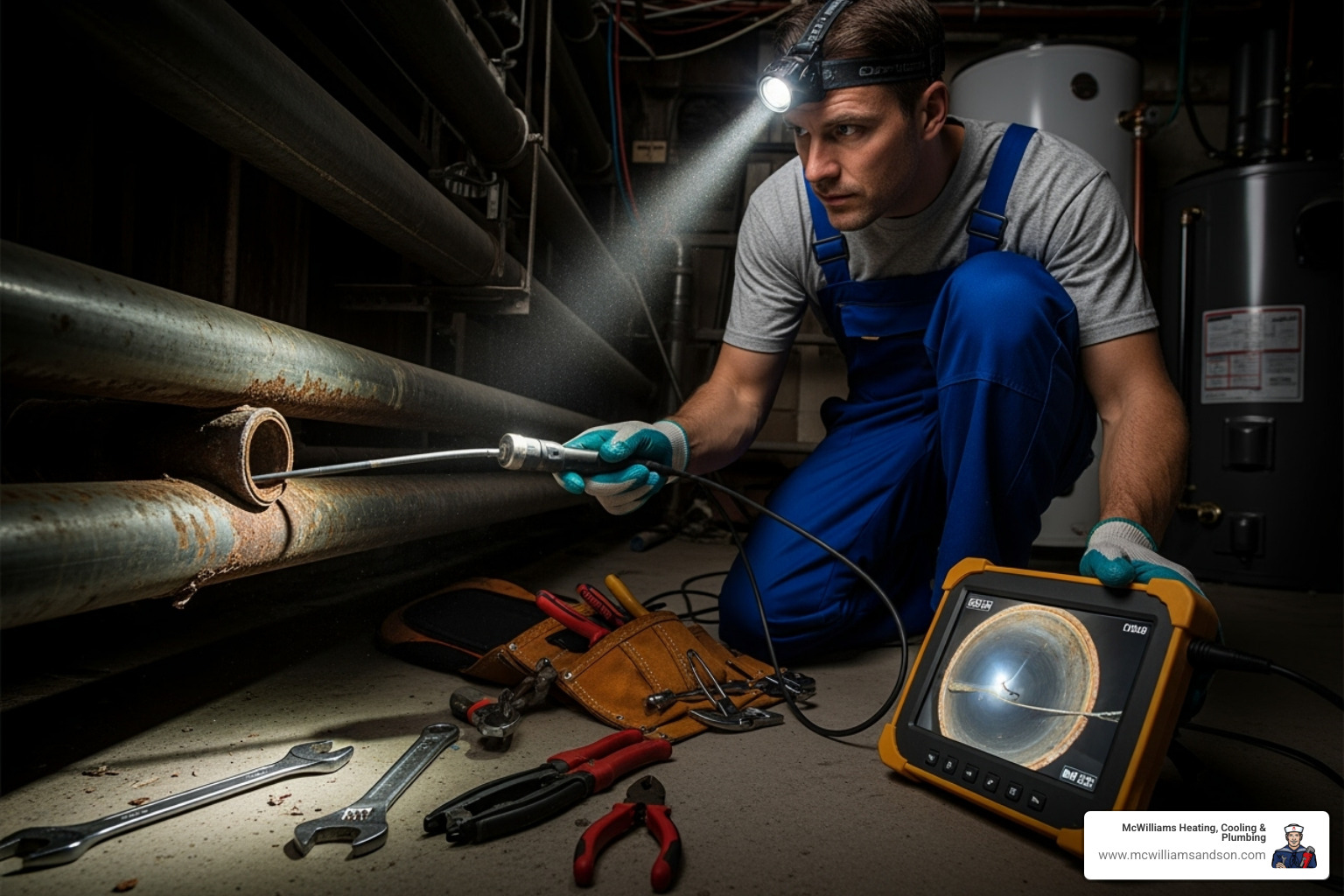 plumber using a video inspection camera - 24 7 drain cleaning