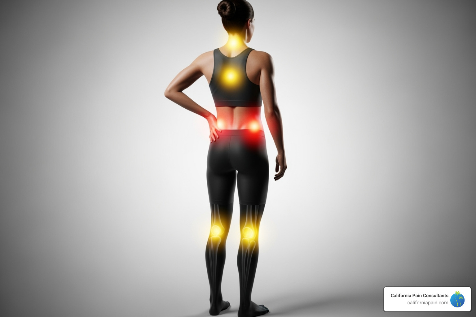 Common pain areas like the lower back, neck, and knee - pain mangement