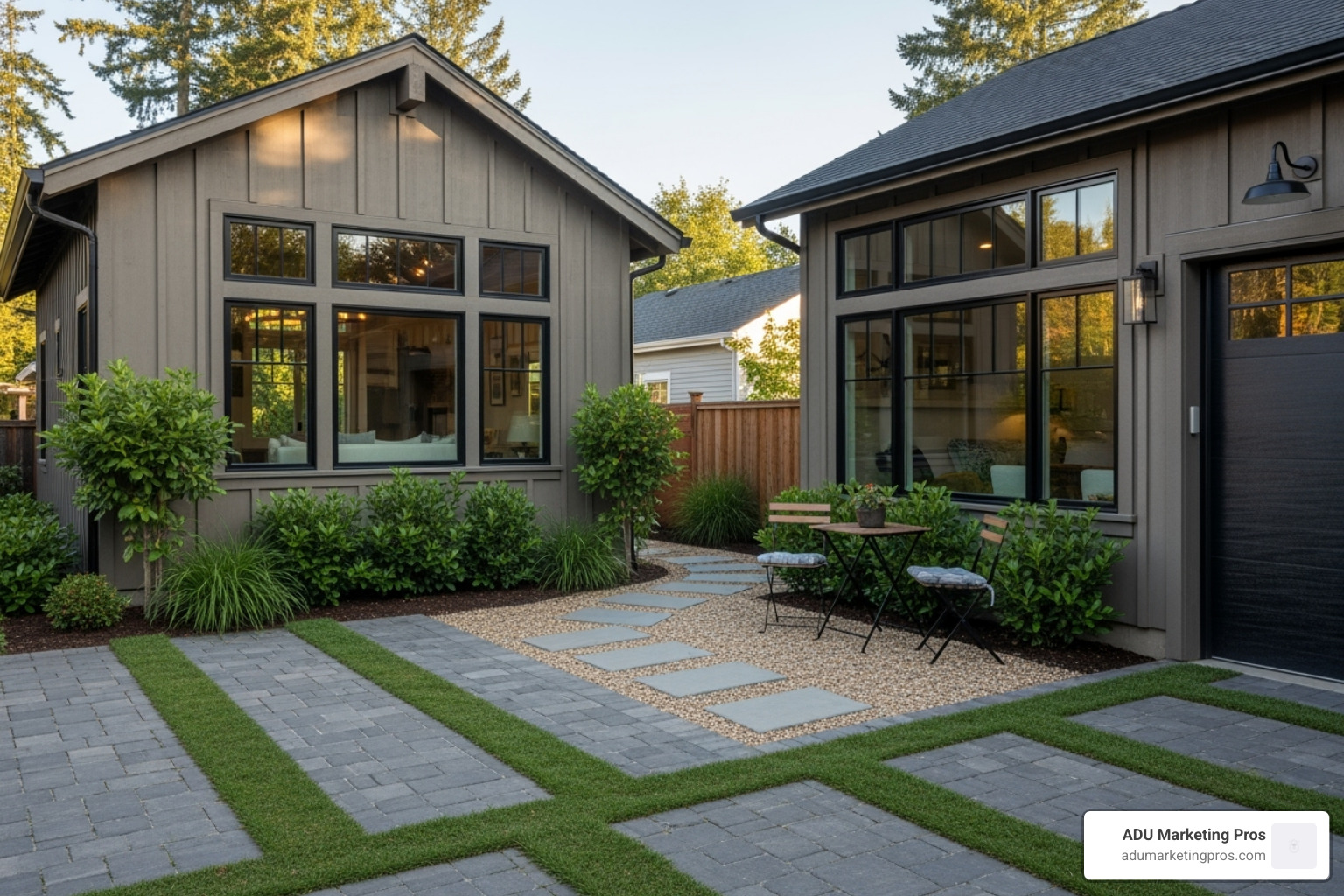 a beautifully converted garage ADU, showing a seamless integration with the main property - Building an ADU