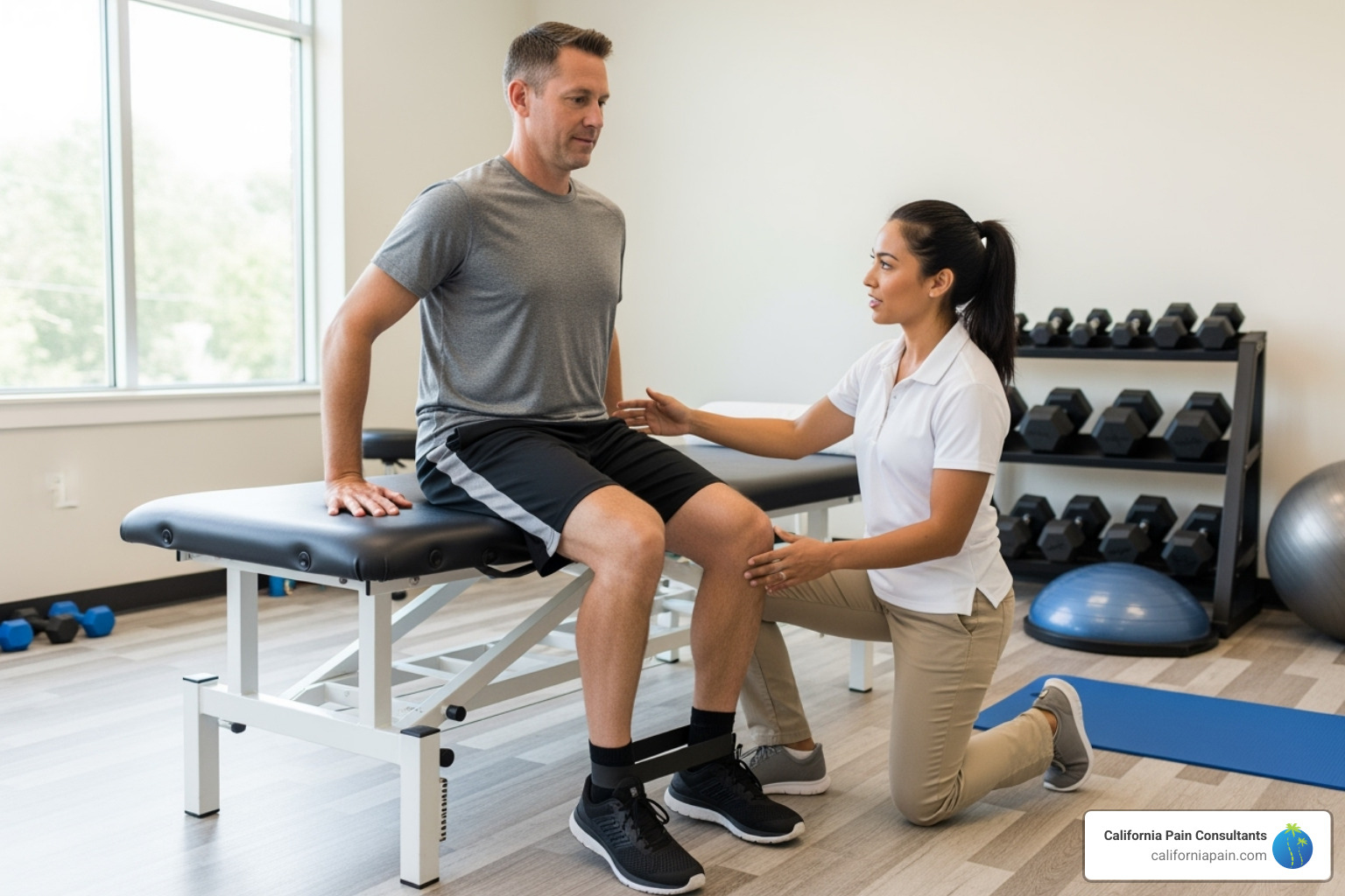 Patient working with a physical therapist on targeted exercises - pain mangement
