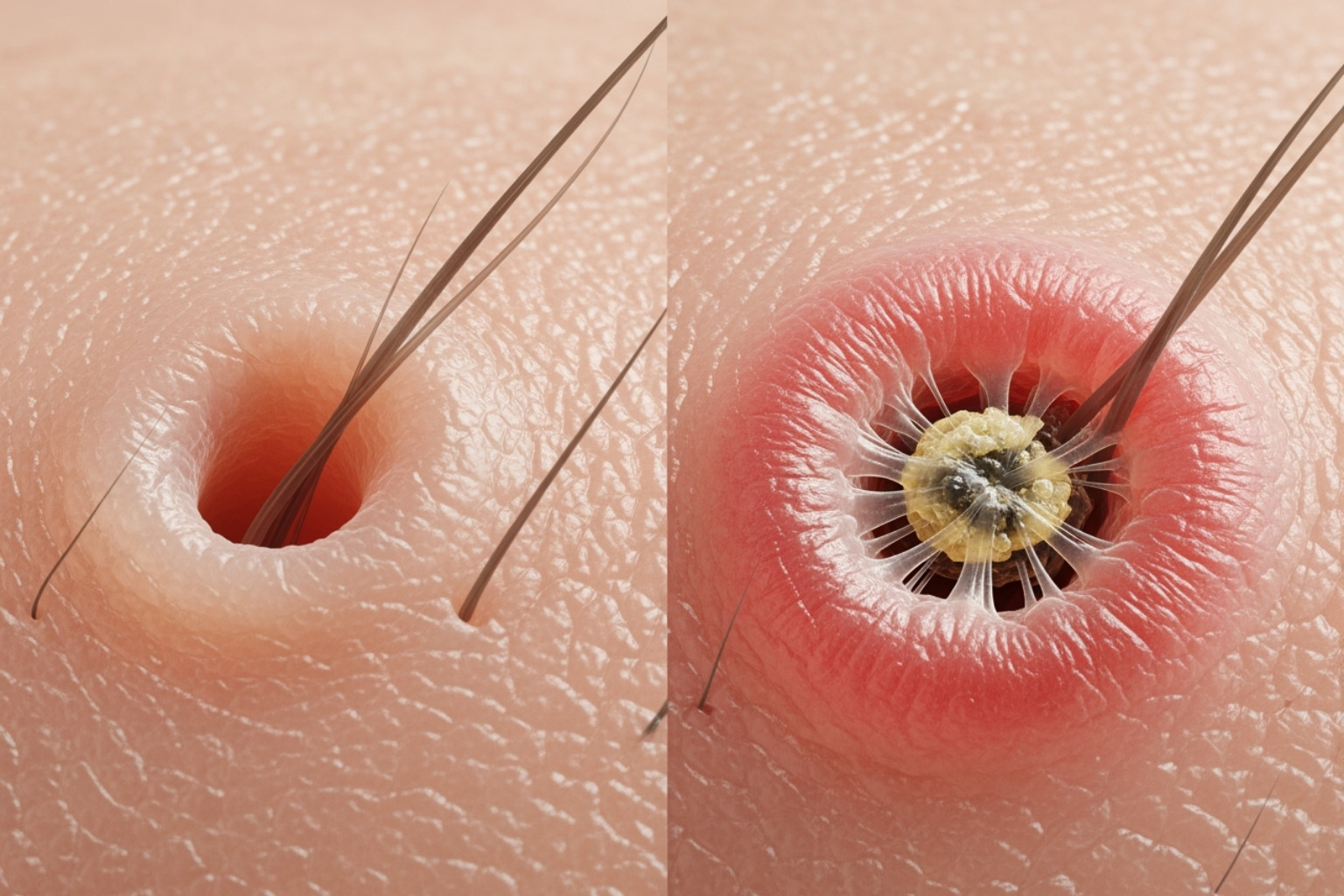 image of clean vs clogged pore - what is the best way to reduce large pores