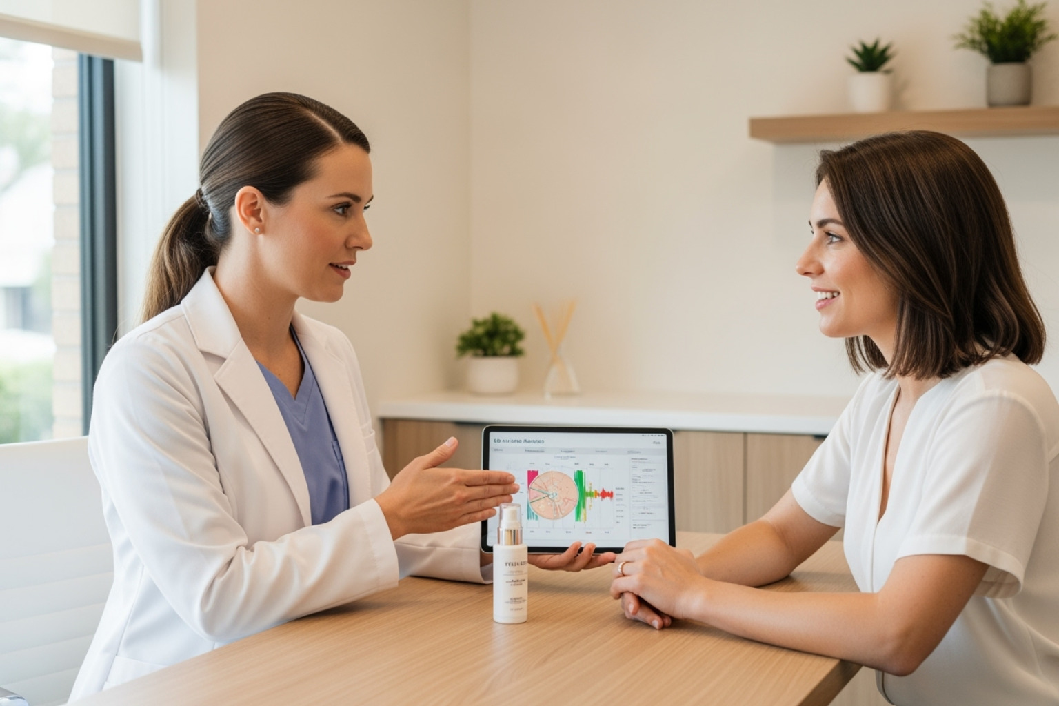 skincare expert consulting with a client - what is the best way to reduce large pores