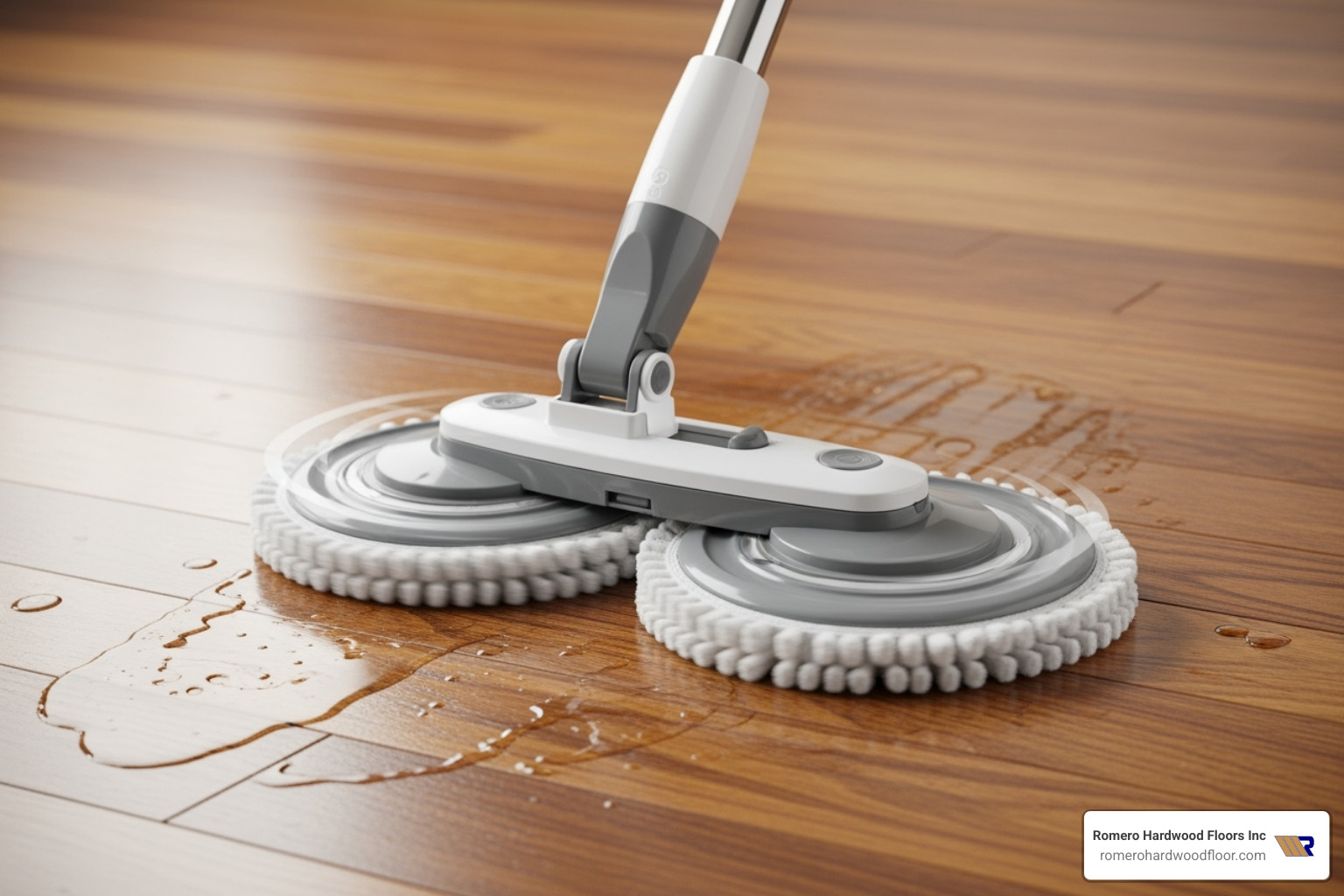 Bissell SpinWave's spinning pads on a hardwood floor - best cordless mop for hardwood floors Bissell SpinWave's spinning pads on a hardwood floor - best cordless mop for hardwood floors