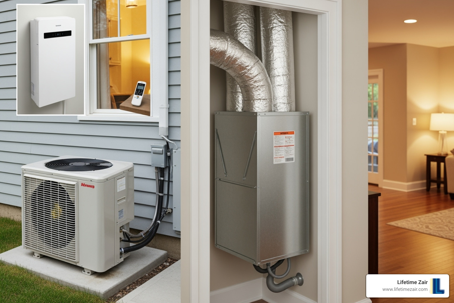 Different types of AC units (central, ductless) - AC installation deals
