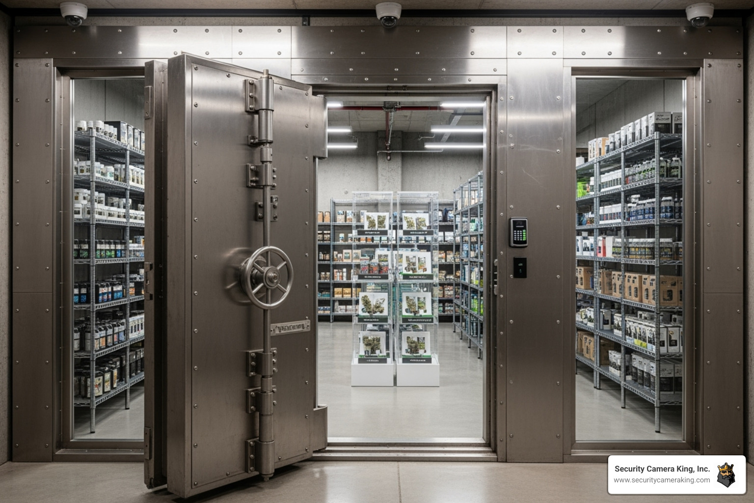 Dispensary vault room with a heavy-duty door - Medical marijuana security