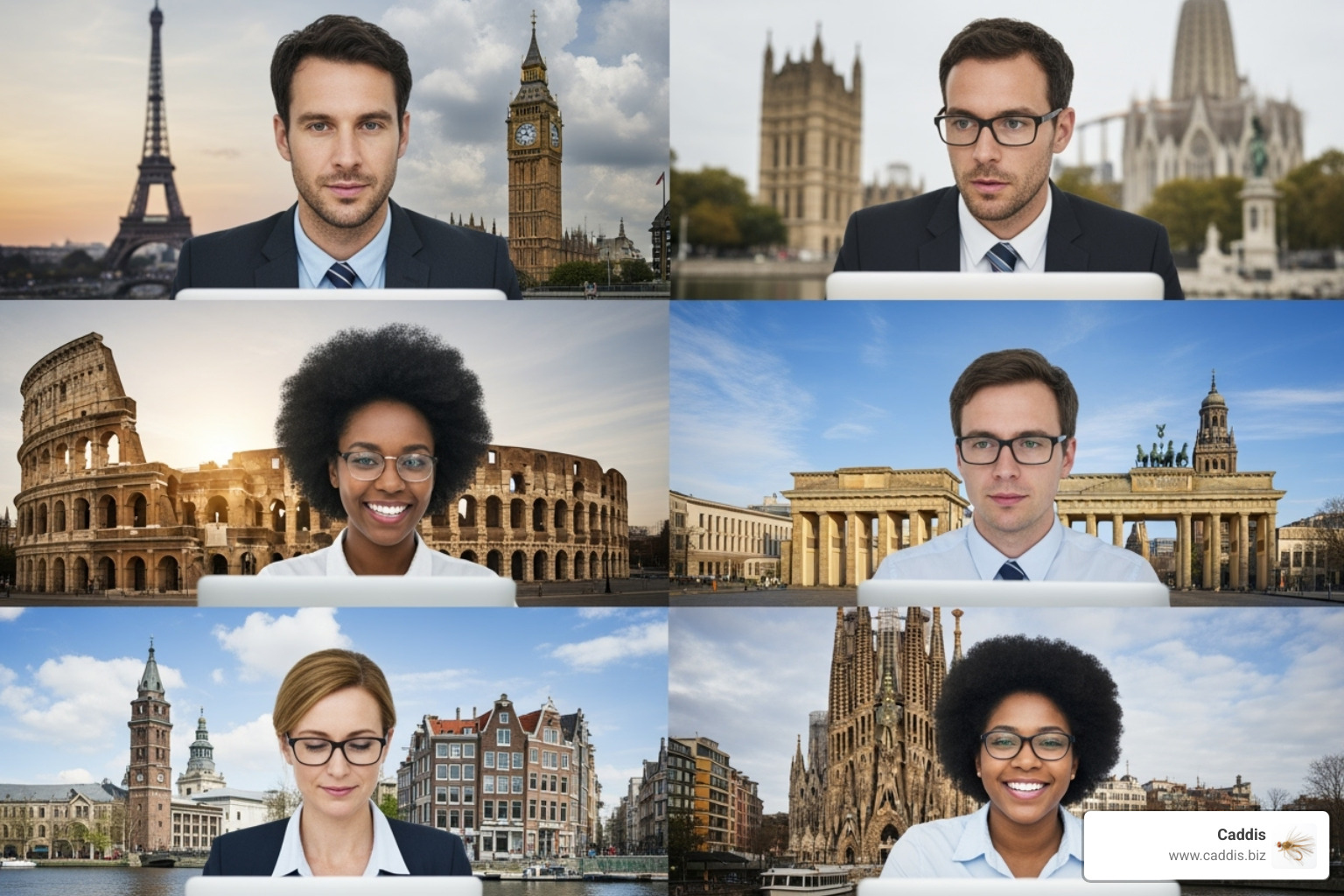 team collaborating across different European locations - outsourced sales management europe