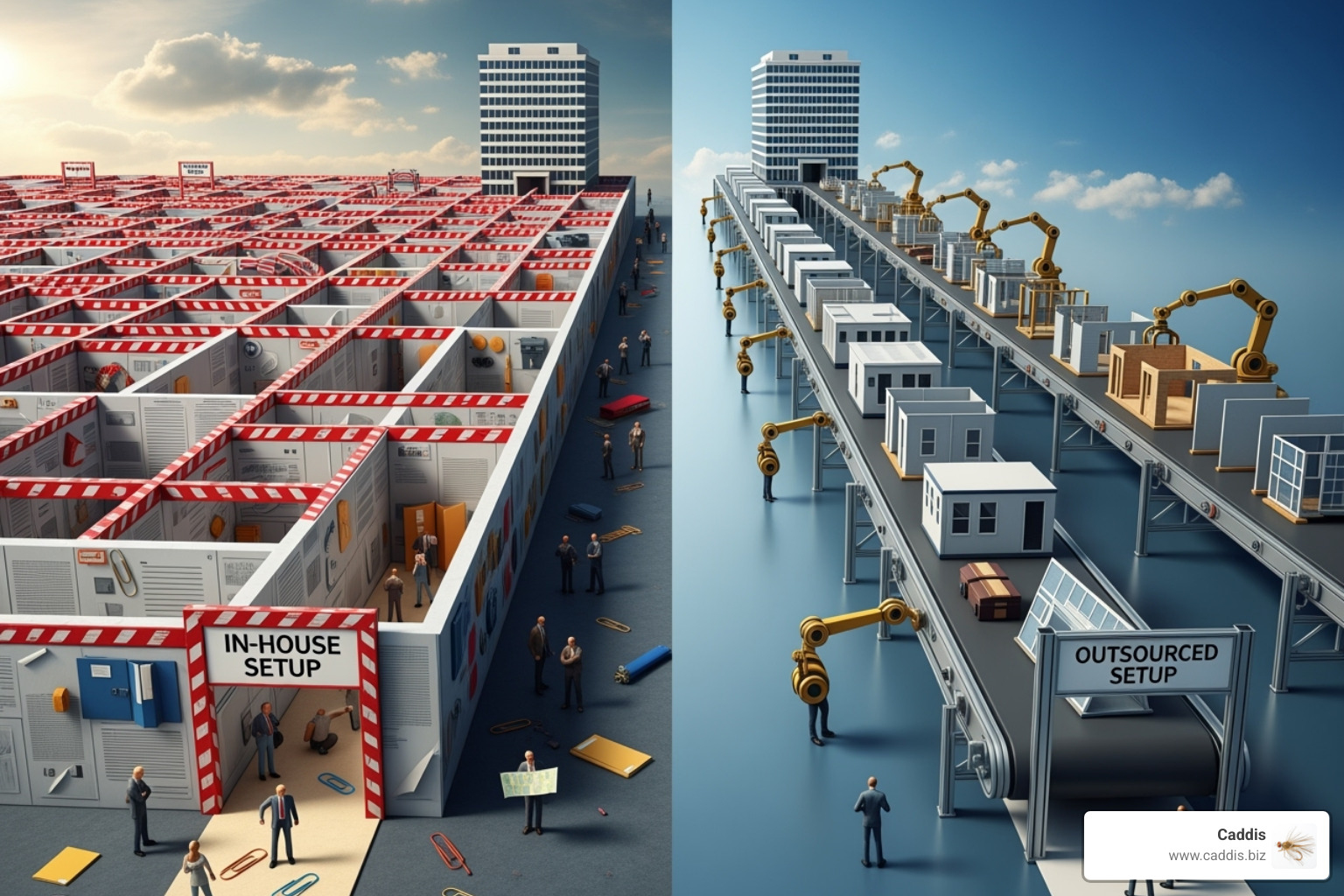 timeline comparing in-house vs. outsourced team setup speed - outsourced sales management europe