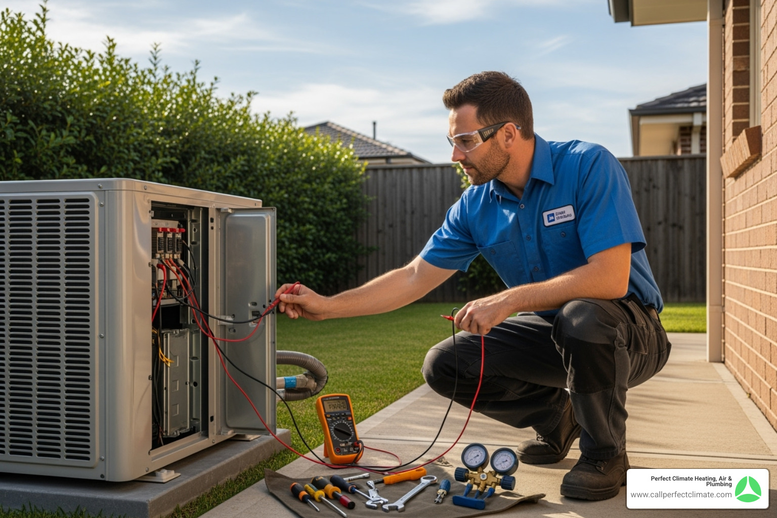 certified technician inspecting outdoor AC unit - Air conditioner repair Princeton certified technician inspecting outdoor AC unit - Air conditioner repair Princeton