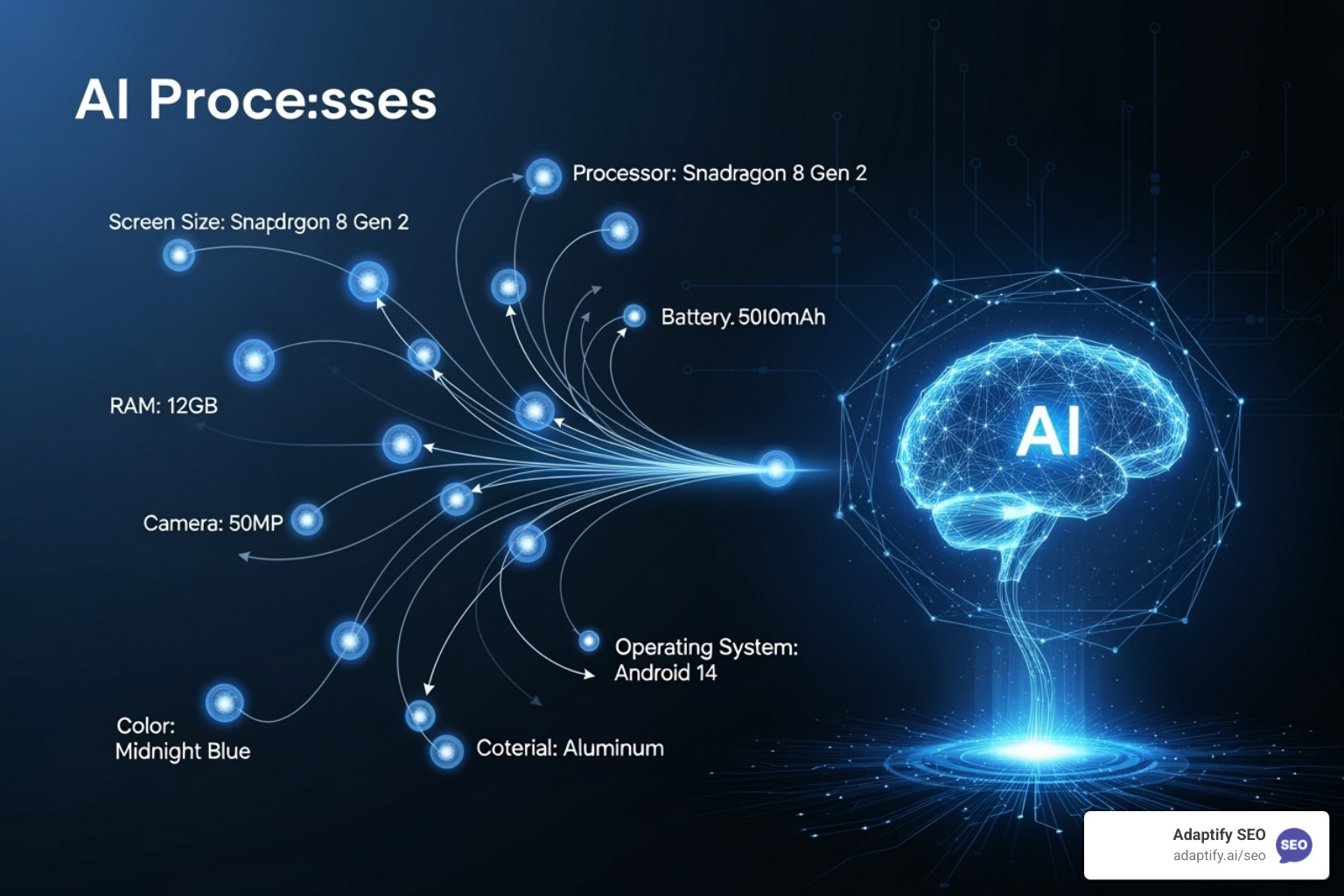 Diagram showing interconnected structured data elements helping an AI engine understand a product's features and specifications - ai-powered geo and seo strategies for businesses