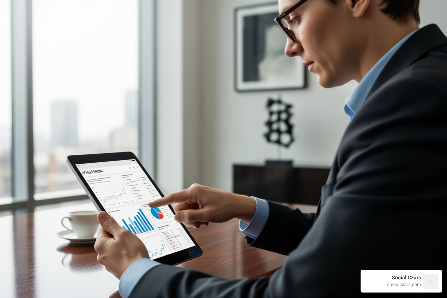 Person reviewing a digital report on a tablet - best seo agencies miami