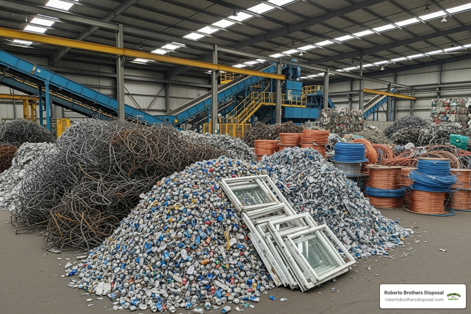 Segregated scrap metal ready for recycling - Industrial waste disposal