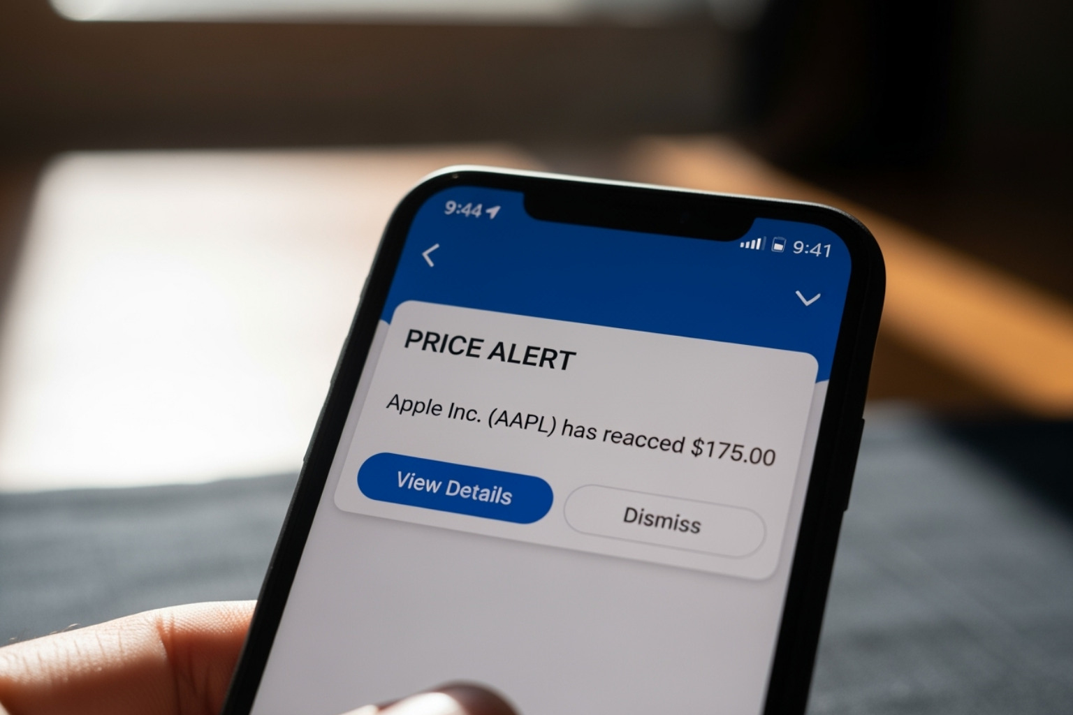 Smartphone showing a FintechZoom price alert notification - fintechzoom.com bitcoin usd
