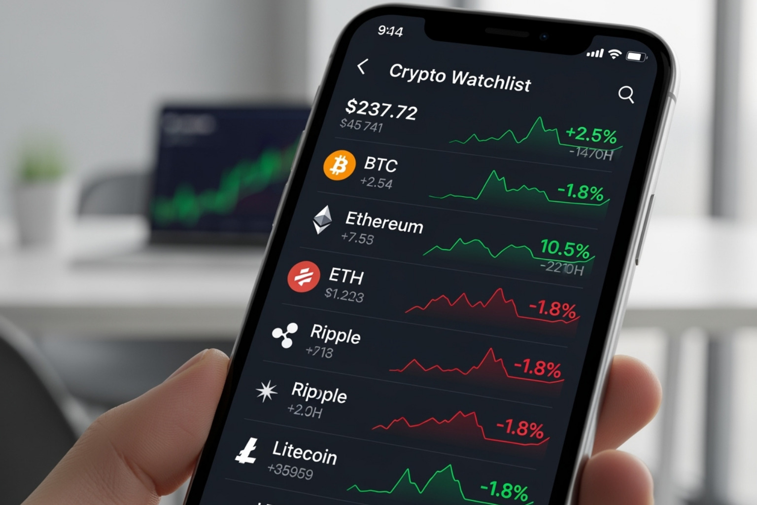FintechZoom mobile app showing crypto watchlist - fintechzoom.com crypto prices