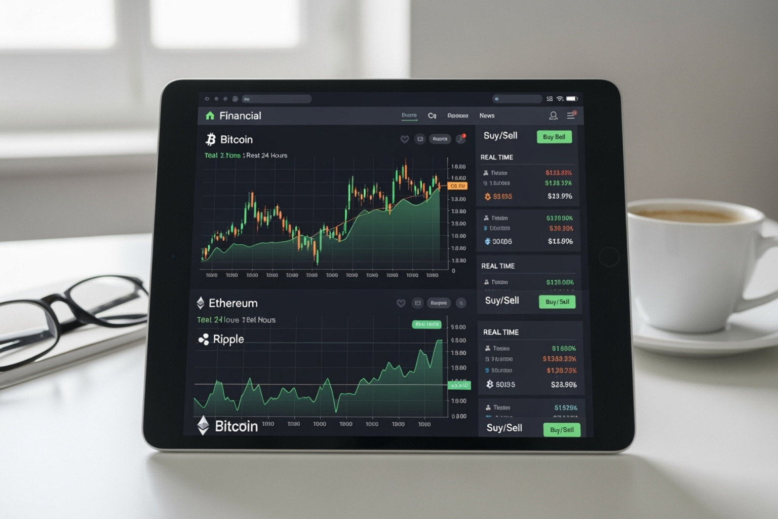 FintechZoom Bitcoin page interface on a tablet - fintechzoom.com bitcoin usd
