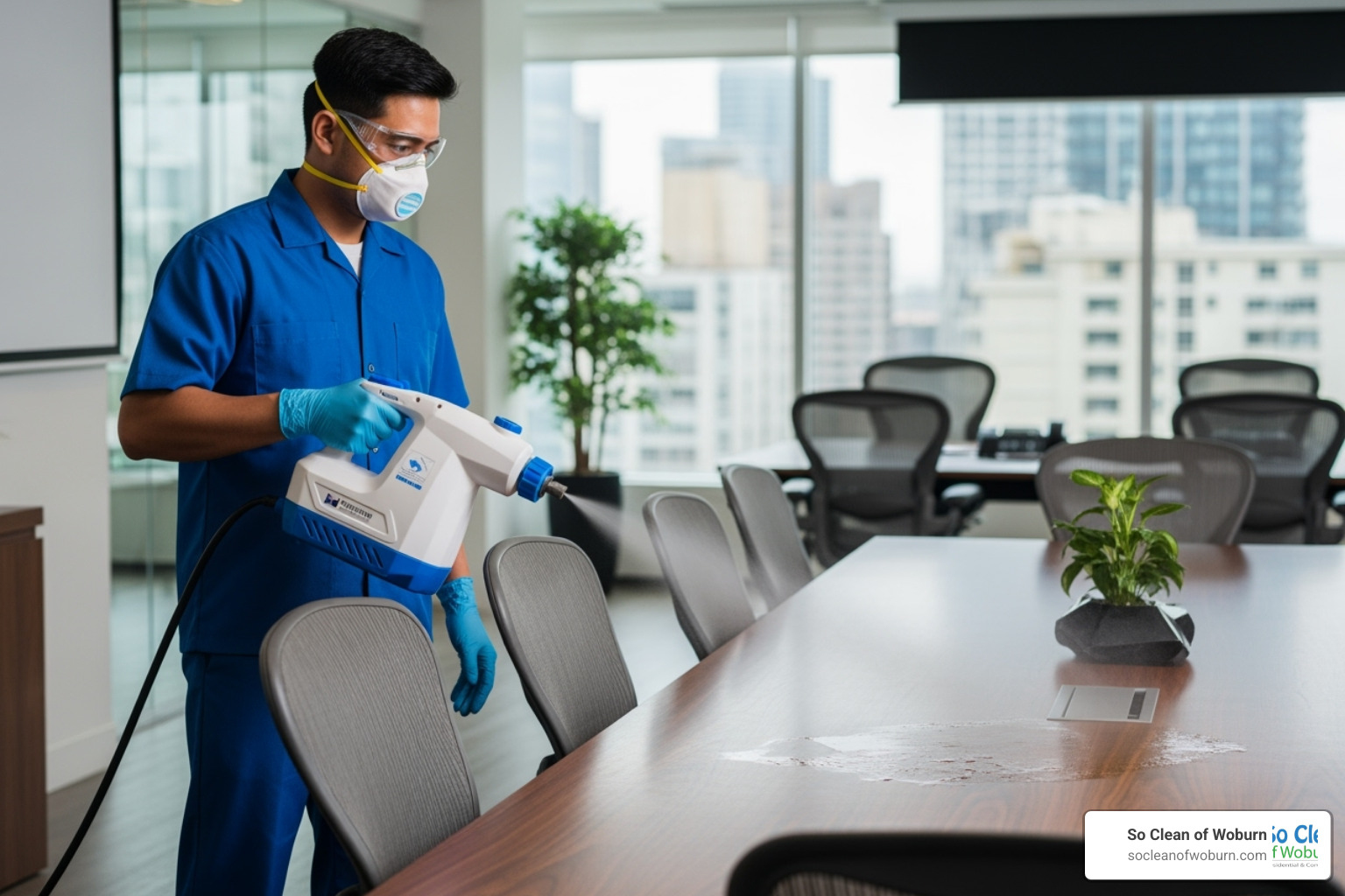 cleaner using an electrostatic sprayer - commercial business cleaning services cleaner using an electrostatic sprayer - commercial business cleaning services