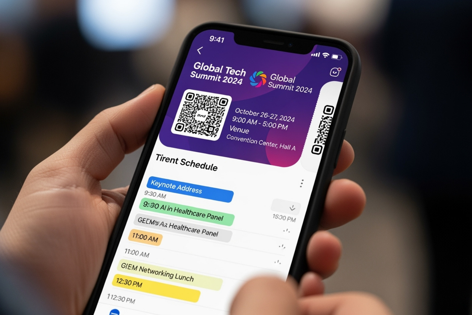 Digital ticket and event schedule on a smartphone - the online game event undergrowthgamelin
