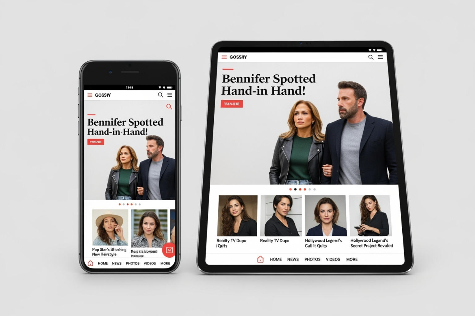 Showbizztoday.com website interface on mobile and tablet - showbizztoday.com celebrity gossip