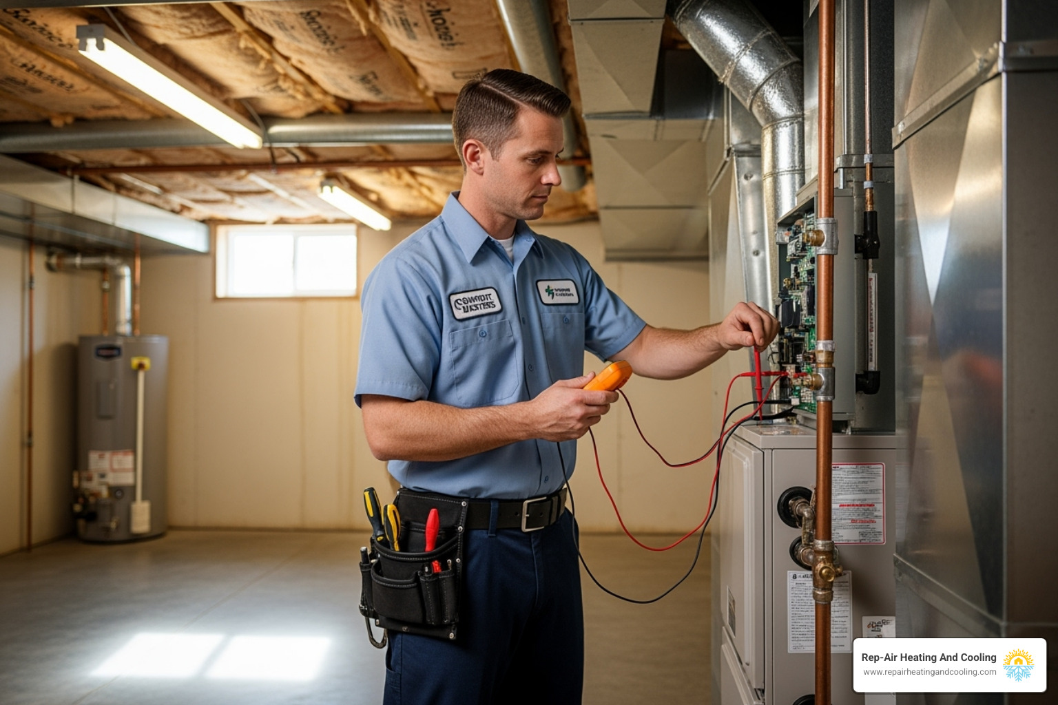 a certified technician working on a furnace - abbotsford furnace repair