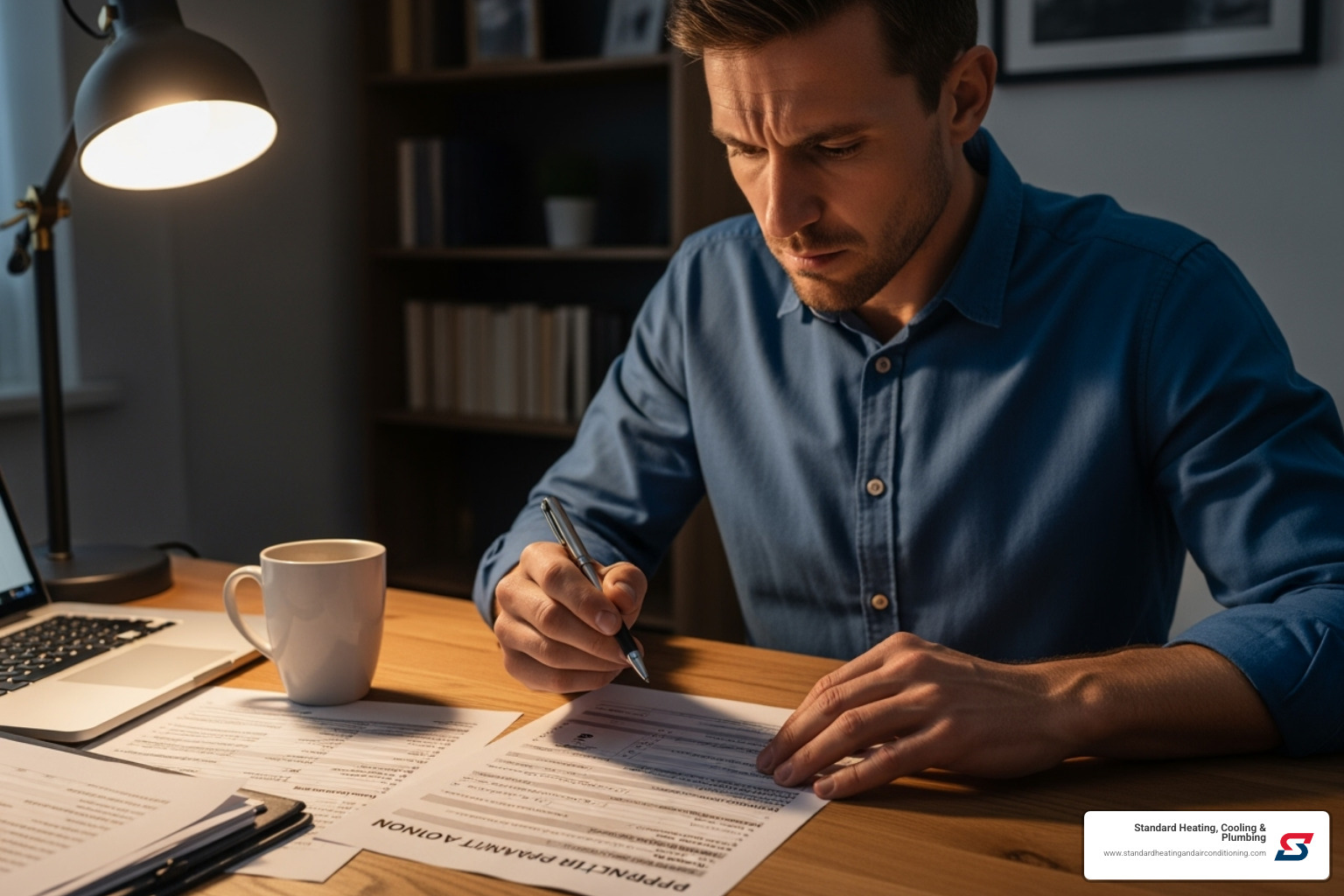 person reviewing a financing application form - heater replacement birmingham al
