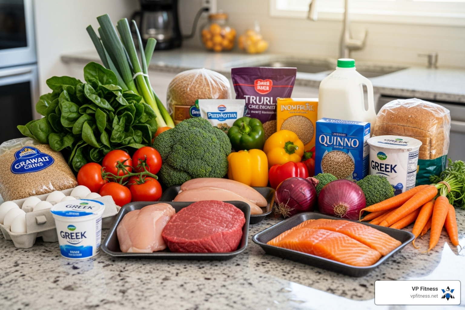 grocery haul featuring lean meats, vegetables, and whole grains - Muscle gain diet grocery haul featuring lean meats, vegetables, and whole grains - Muscle gain diet
