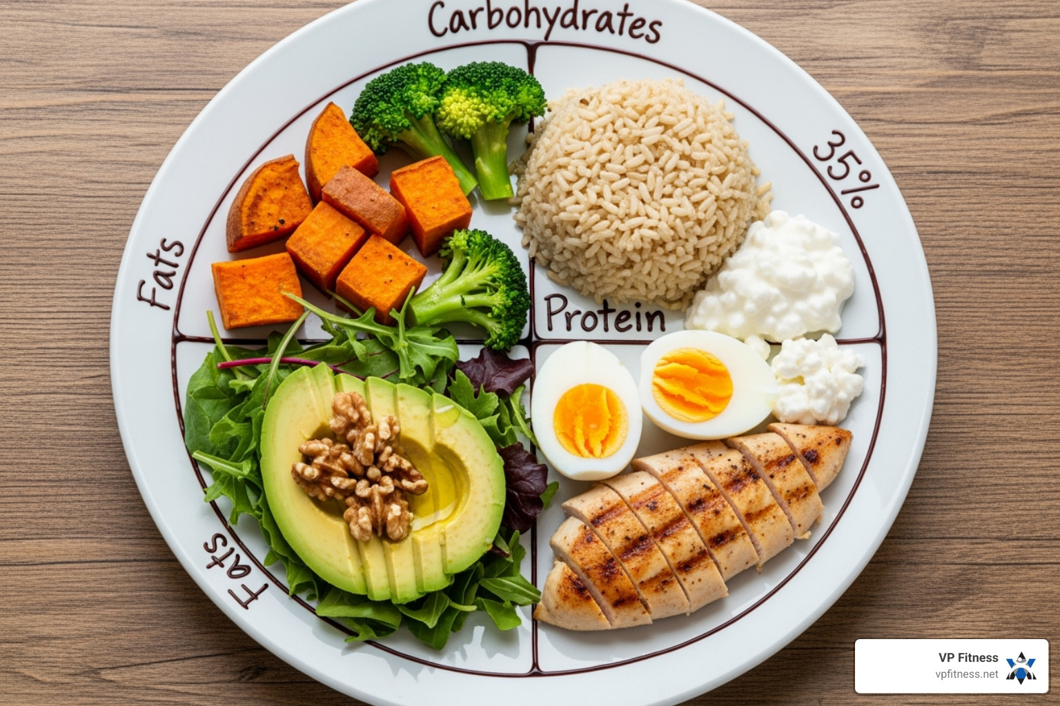 diagram showing macronutrient percentages on a plate - Muscle gain diet diagram showing macronutrient percentages on a plate - Muscle gain diet