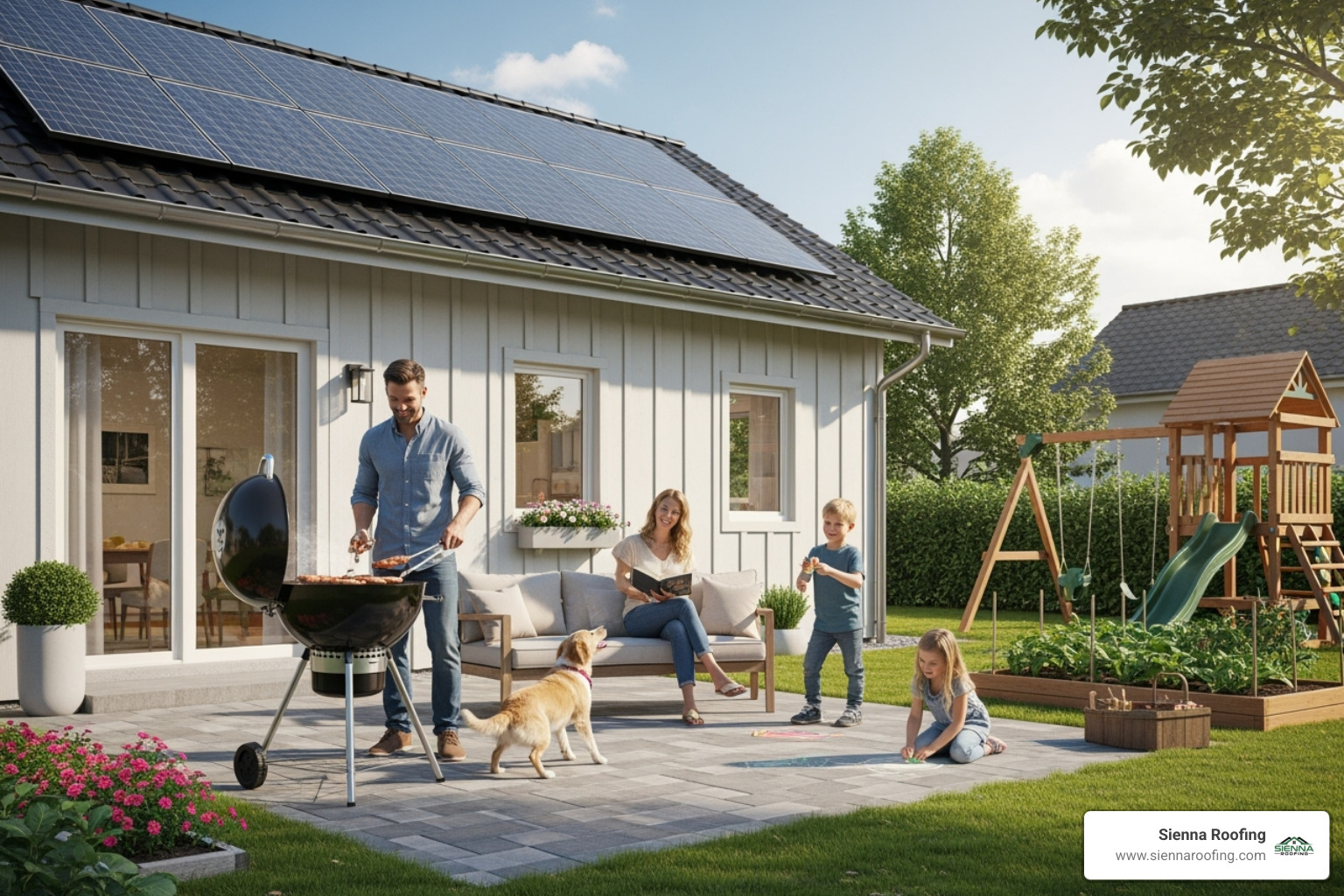family enjoying their solar-powered home - Sustainable solar solutions