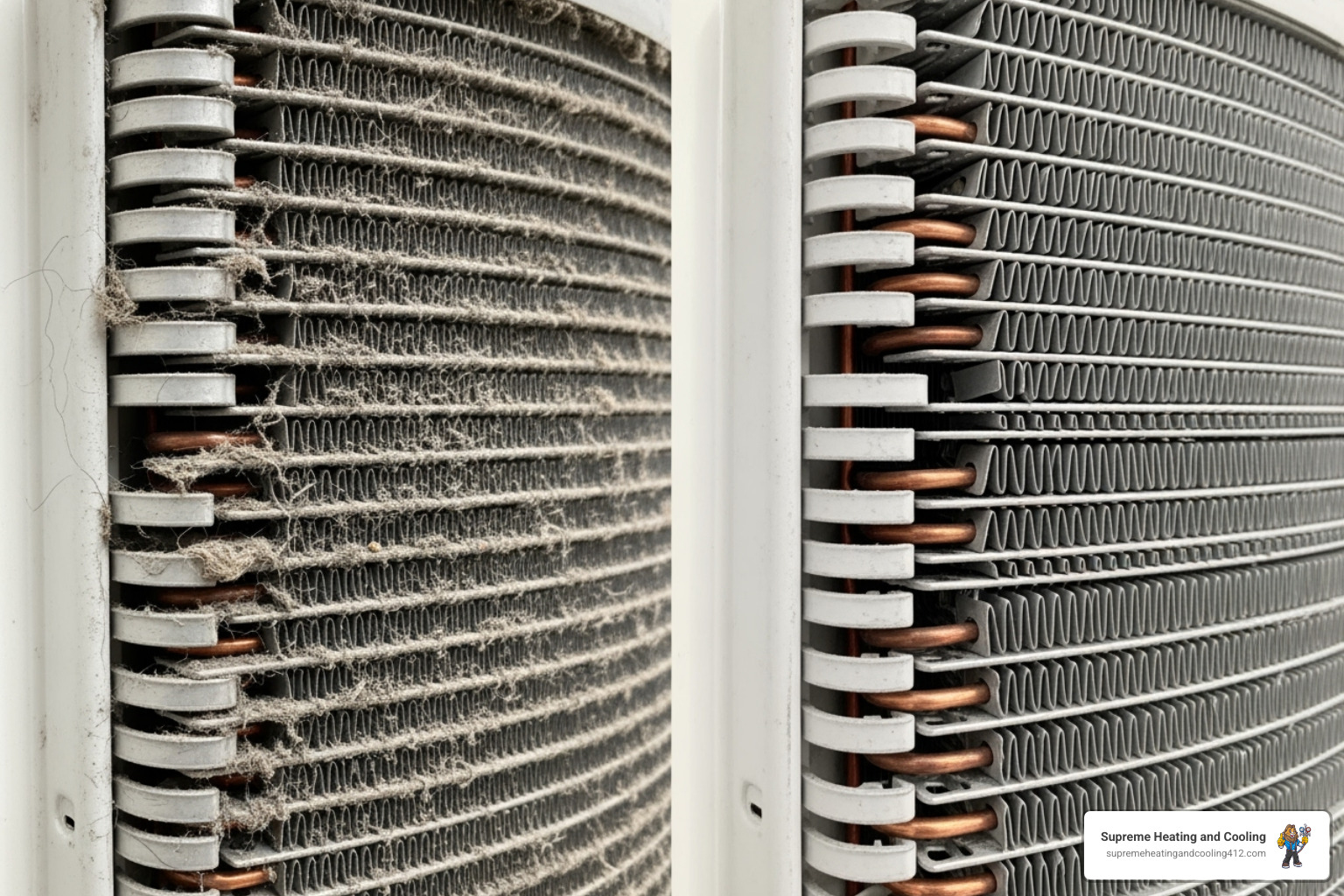 Dirty vs clean AC coil - Air conditioner maintenance