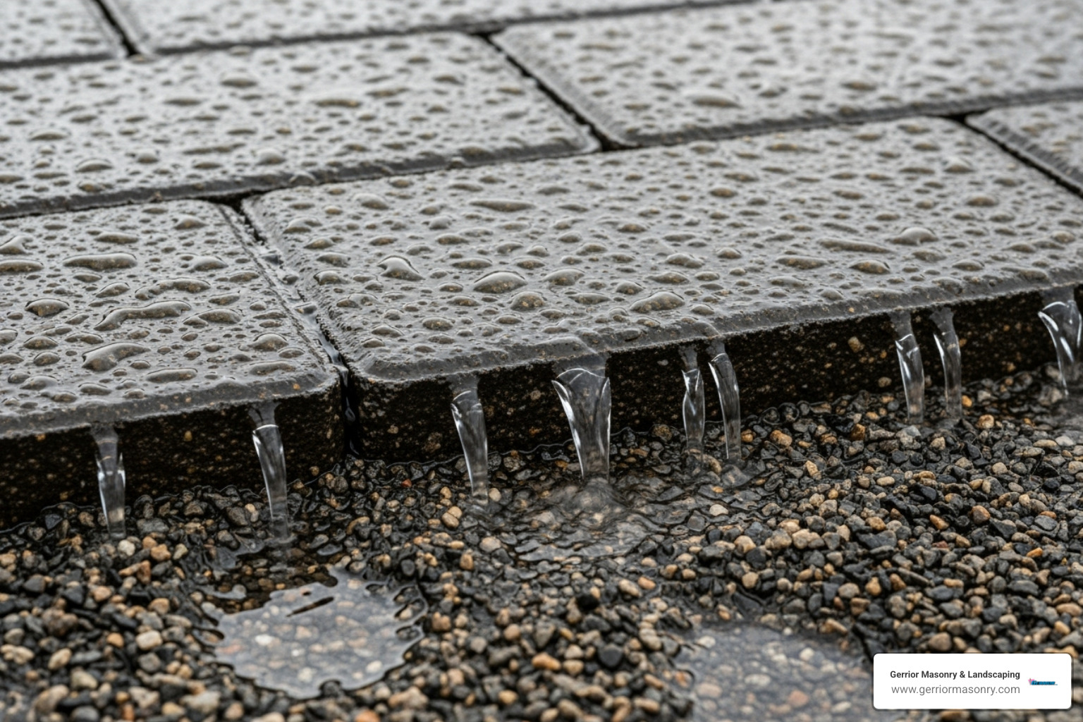 rainwater seeping through permeable pavers - eco-friendly driveway pavers