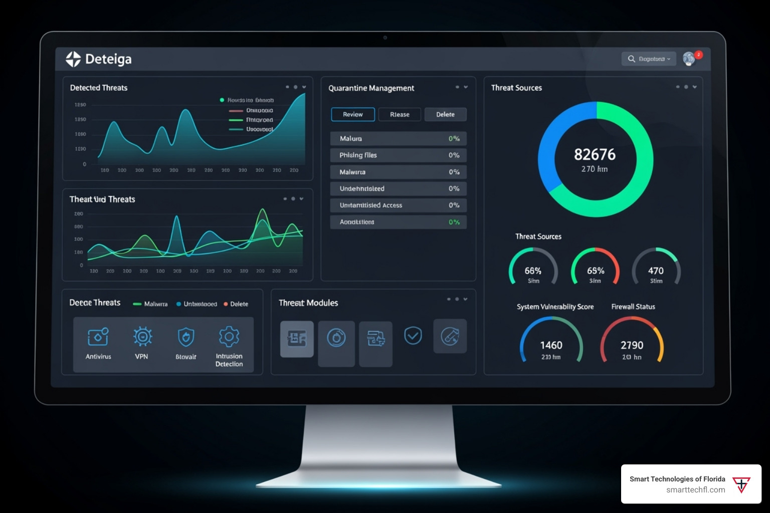 A security dashboard showing various threat analysis and quarantine management features - email spam filtering solutions A security dashboard showing various threat analysis and quarantine management features - email spam filtering solutions