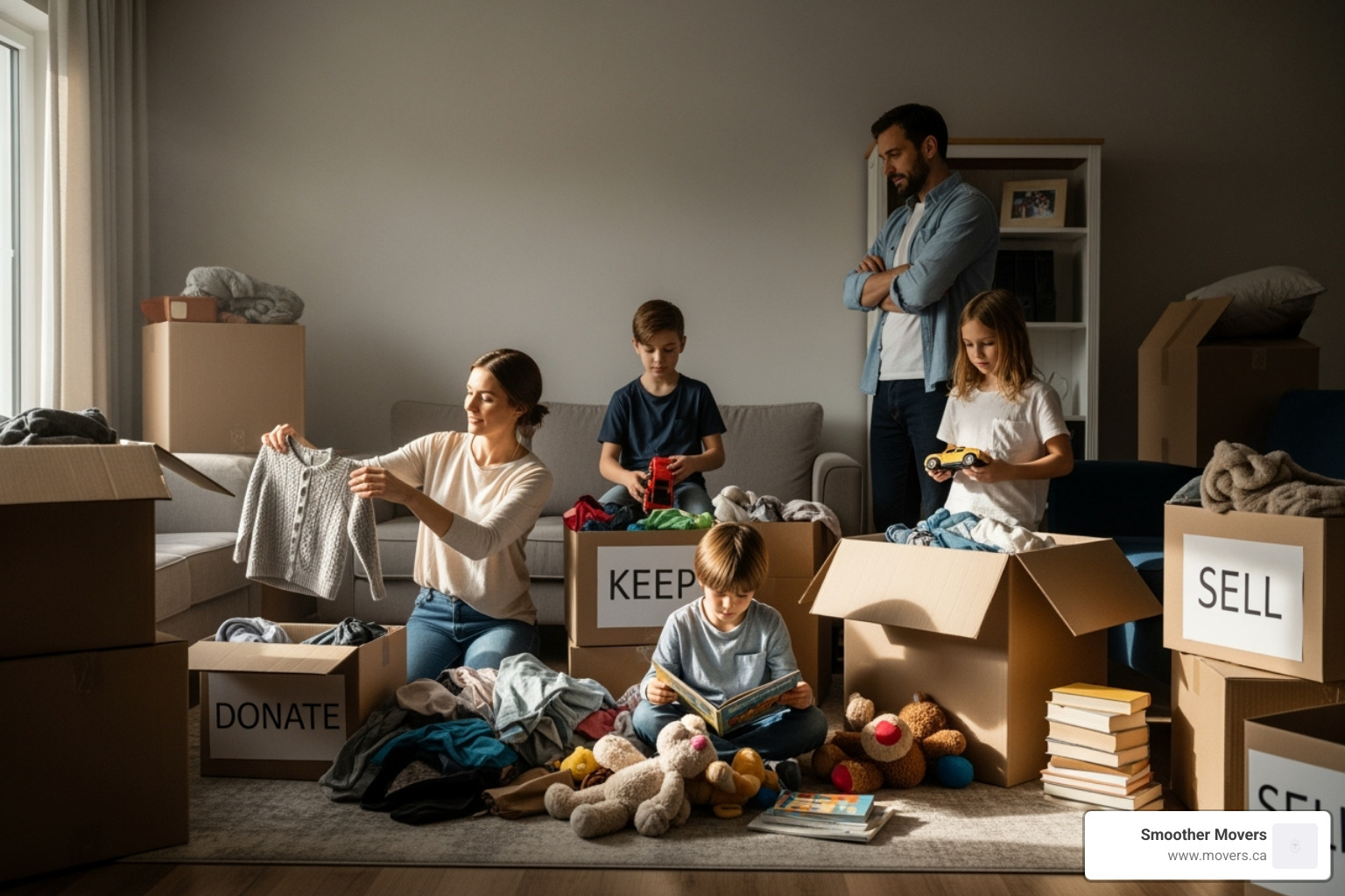 a family decluttering their home before a move - moving across states cost a family decluttering their home before a move - moving across states cost