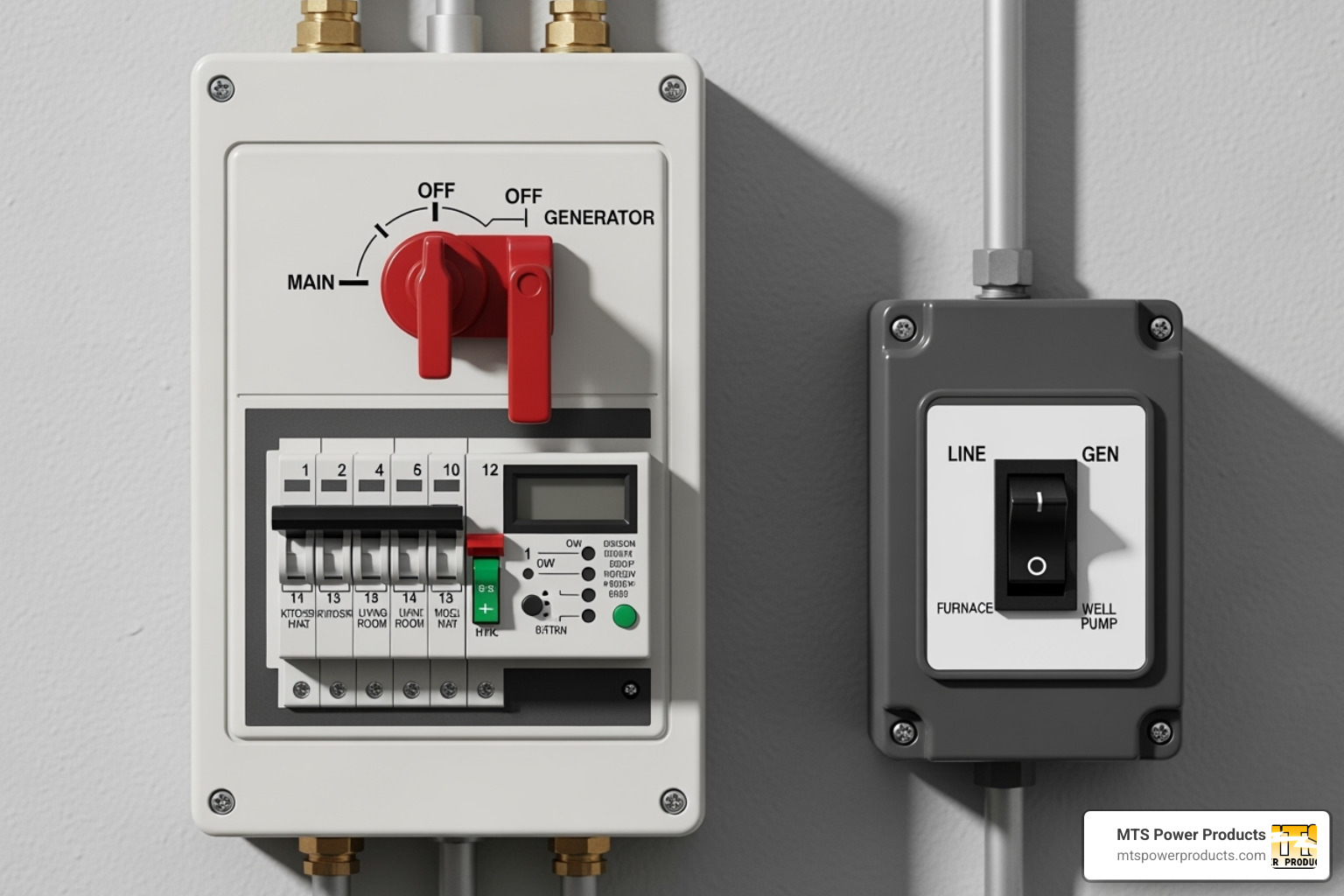 different types of manual transfer switches (circuit-specific, whole-house) - manual transfer switches
