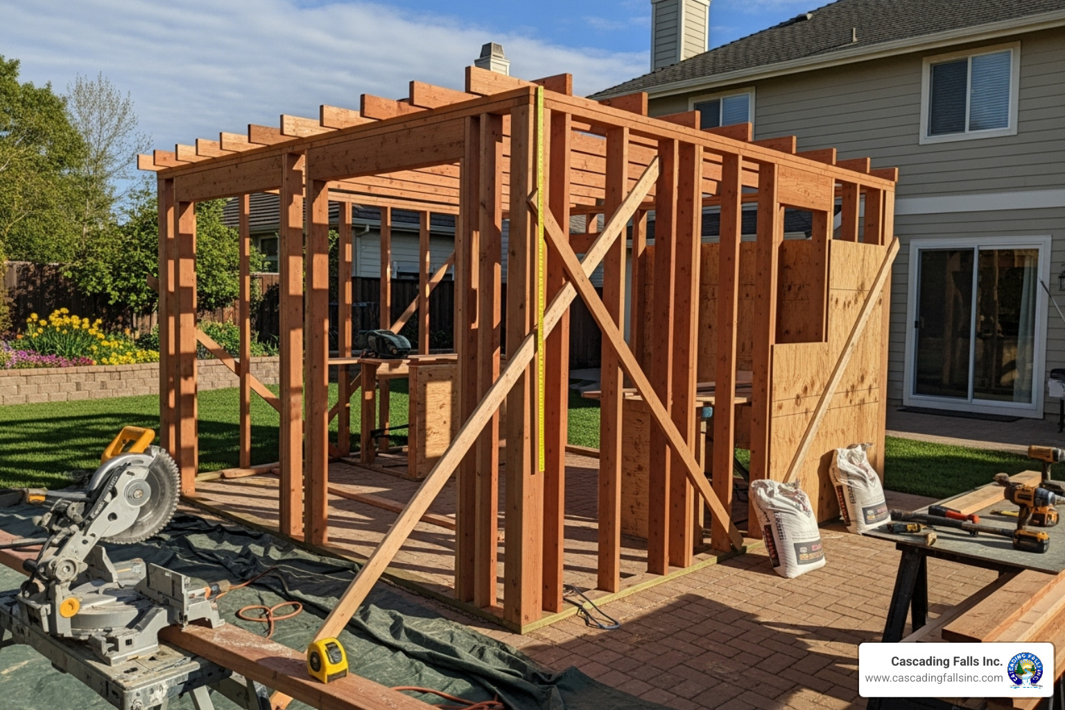 DIY outdoor kitchen frame under construction - how to build an outdoor kitchen DIY outdoor kitchen frame under construction - how to build an outdoor kitchen