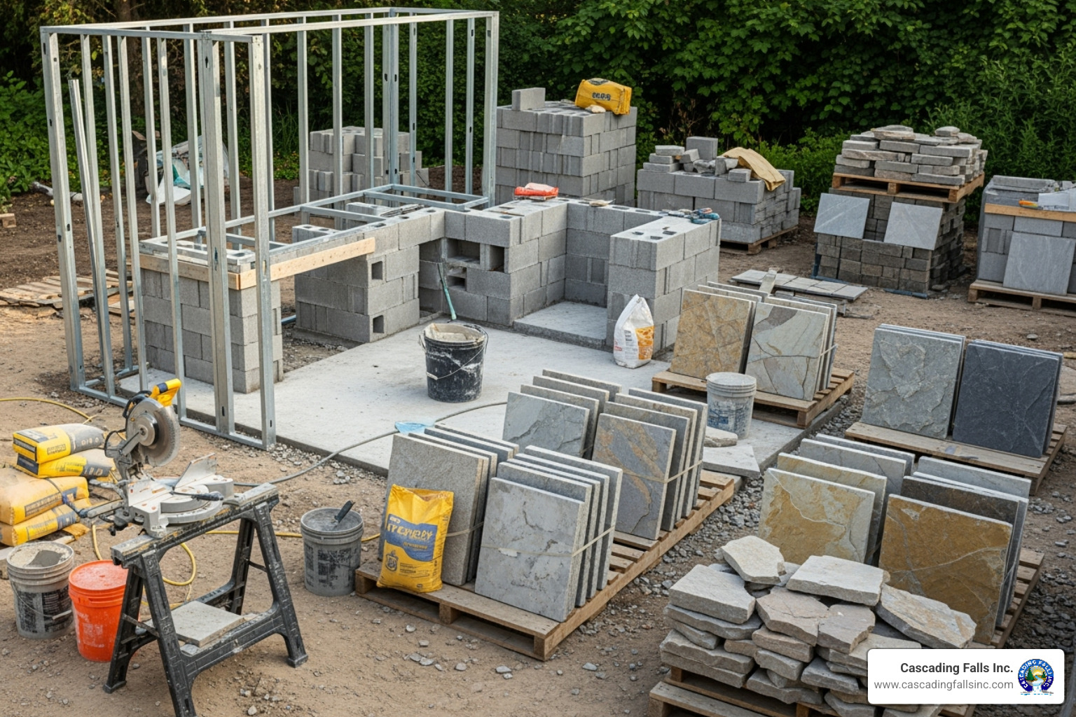 various outdoor kitchen construction materials like steel studs, cinder blocks, and stone veneer - how to build an outdoor kitchen various outdoor kitchen construction materials like steel studs, cinder blocks, and stone veneer - how to build an outdoor kitchen