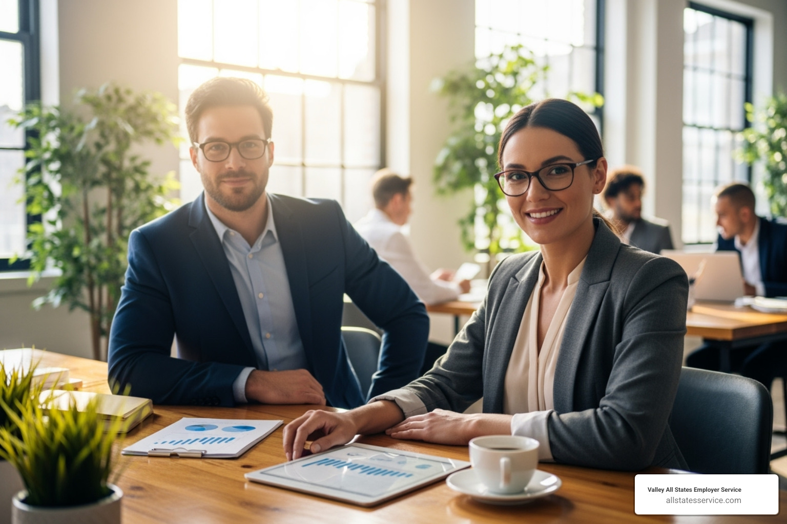 Confident HR manager at desk - Electronic I-9 solutions