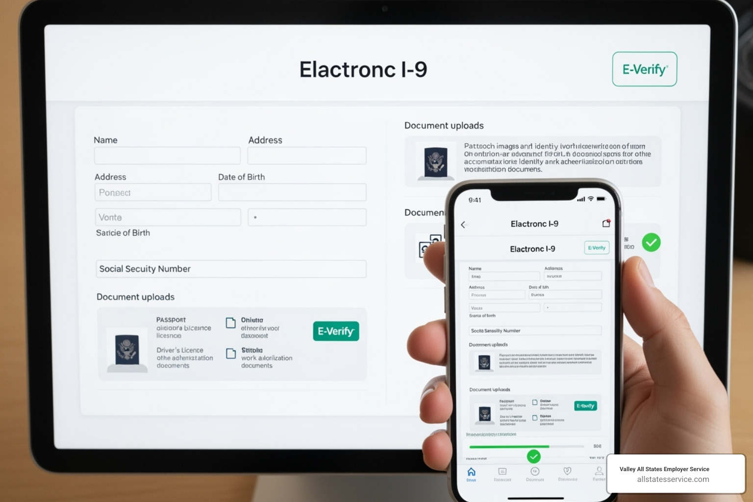 Electronic I-9 software interface with E-Verify integration and remote completion features - Electronic I-9 solutions