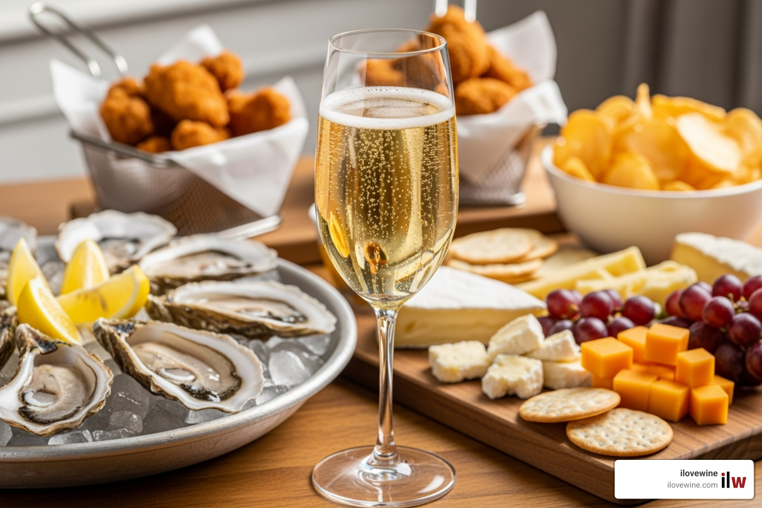 sparkling wine paired with classic foods - types of sparkling wine