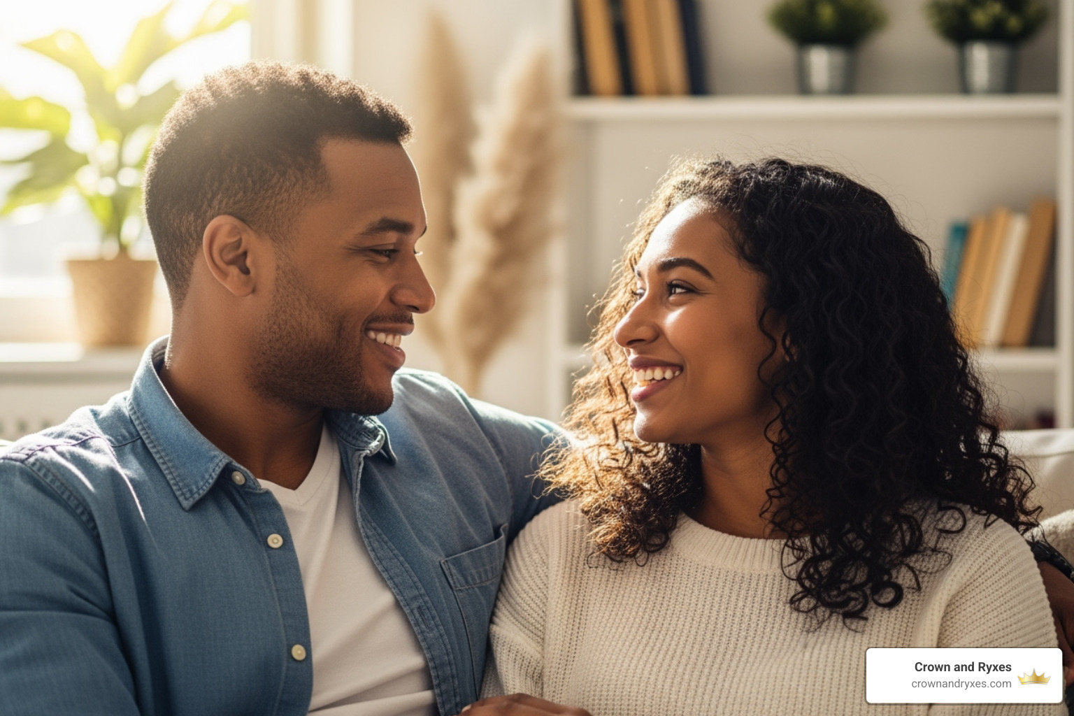 Couple communicating openly and happily - Sexual health services Couple communicating openly and happily - Sexual health services