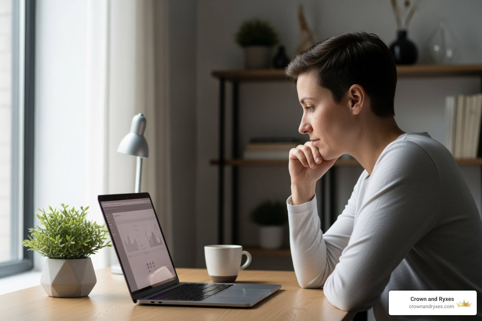 Person looking thoughtfully at their phone or computer screen - Sexual health services Person looking thoughtfully at their phone or computer screen - Sexual health services