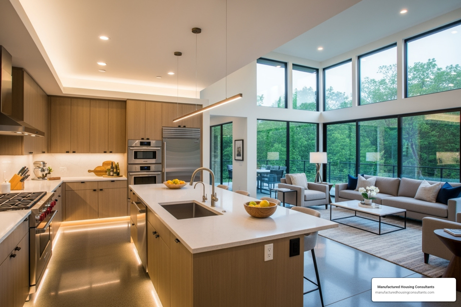 Skyline kitchen and living area - skyline modular homes